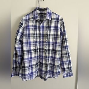 Men's Button Up - Medium - Checkered white and and purple